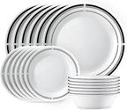 Corelle 18-Piece Round Dinnerware Set Service for 6, Lightweight Round Plates and Bowls Set, Vitrelle Triple Layer Glass, Chip and Scratch Resistant, Microwave and Dishwasher Safe, Brasserie