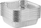 PLASTICPRO Disposable 8'' X 8'' X 2'' Inch Square Aluminum Tin Foil Baking Pans Bakeware - Cookware Perfect for Baking Cakes, Breads, Brownies, Bread, Meatloaf, Lasagna, Pack of 25