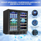 30 Inch Wine and Beverage Refrigerator, Dual Zone Wine Fridge 30", Beverage Cooler Under Counter or Freestanding 30" Wine Beer Fridge with Upgraded Cooling, Holds 30 Bottles and 110 Cans, Black