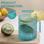JOVGANK Mint Green Vintage Hobnail Drinking Glasses Set of 6, Embossed Water Tumbler 12oz, Kitchen & Bar Beaded Glass Cups, Beverage Glass Cups for Water, Beer, Juice, Housewarming, Mother's Day Gift