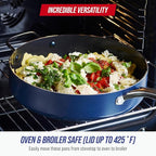 Blue Diamond 5QT Saute Pan with Lid, Non Toxic PFAS-Free Diamond Ceramic Nonstick, Dishwasher & Oven Safe, Metal Utensil Safe, Deep Jumbo Cooker Skillet with Helper Handle, Glass Lid, Blue