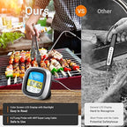 Meat Thermometer, Digital Oven Thermometer with Long Probe, Large LCD Touchscreen, Kitchen Timer, Instant Read Grill Thermometer for Oven BBQ Candy Steak Cooking Baking Grilling