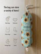 Hglian Sunflower Plastic Bag Holder Dispenser-Be The Sunshine Grocery Bag Organizer Storage Container for Shopping Trash Bags,Teal Motivational Kitchen Décor,Gifts for Women