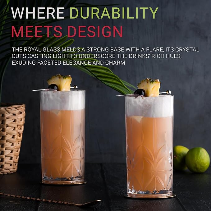 Bravario Unbreakable Plastic Drinking Water Tumblers, Dishwasher Safe 100% Tritan Glasses, BPA-Free Shatterproof Outdoor Highball Drinkware, 18 oz, Set of 4