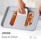 CAROTE 3-Piece Baking Pan Set - Bakeware Set, Baking Sheet Set Including 13 Inch 15 Inch 17 Inch Sheet Pan, Cookie Sheet for Baking, Royal Violet, Blue & Grey