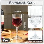 Plastic Wine Glasses, Plastic Goblets Vintage Style Cordial Unbreakable Drinking Glasses, Reusable Drinkware for Wedding Reception, Grand Event Party Supplies,Mother's Day(24, Transparent)