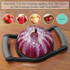 Newness 5.12 Inch Extra Large Apple Slicer, 16 Slices, Durable Stainless Steel Apple Corer, Black, Silicone Handle