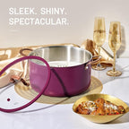 CAROTE 8QT Full Clad Tri Ply Stainless Steel Stock Pot with Lid, Kitchen Stockpot Soup Pot, Outer Ceramic Layer, Even Heating, All Stoves Compatible, Oven & Dishwasher Safe, Stay Cool Handle, Purple