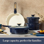 CAROTE 22Pcs Titanium Cookware Set, Pots and Pans Set Non Stick, Kitchen Cooking Set with Detachable Handle, Non Toxic Induction Cookware, Dishwasher/Oven Safe，Blue