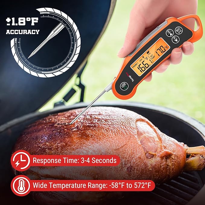 TempPro TP710 Instant Read Thermometer for Cooking, 2-in-1 Meat Thermometer Digital with 2 Probes & 2 Temperature Display, Kitchen Thermometer for Oven, Grilling, Smoker, BBQ (Previously ThermoPro)