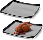 Teenyyou 2 Pcs 14.5 x 13.5 Inch Ptfe Solid Oven Basket Non Stick Cooking Basket Cooking Trays for Quick Oven Accessories Baking Chips Chicken Wings Bread Heating