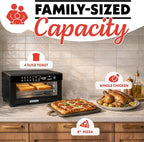 Gourmia Toaster Oven Digital Air Fryer - Convection Mode with 4 Slice Capacity, 3 Rack Positions, 12 Presets, Toast, Bagel, Bake, Roast, Broil, Dehydrate, Popcorn, Fits 9" Pizza, Black