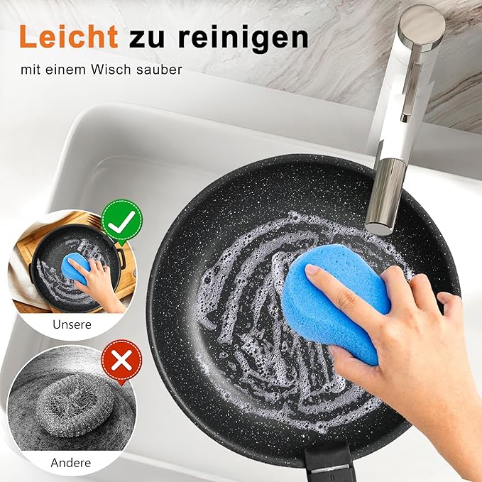 Sweetcrispy 12 pcs Pots and Pans Set, Nonstick Kitchen Induction Cookware Suit with Detachable Handle, Dishwasher Oven Safe, Black