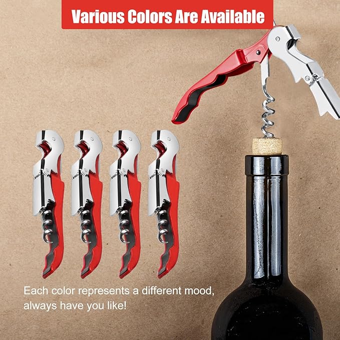 6 Pieces wine key wine opener Professional Waiter Corkscrews Stainless bottle opener Fold Serrated Foil Cutter Key for Family, Company Party,Bars,Restaurants(red)
