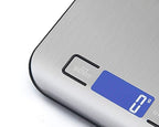 Digital Kitchen Scale,Food Scale for Meat Baking Weighter,Unit Gram OZ lb Up 11 lb(1g-5KG),Silver Stainless Steel Anti-Fingerprint with Accuracy LCD Display for Cooking Black(Include AAA Battery)