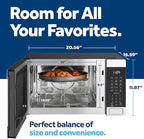 GE GCST10A1WSS 1.0 Cu Ft Convection Microwave Oven, 1050W Countertop Air Fry Microwave with Broil & Crisper Pan, Compact Stainless Steel Design