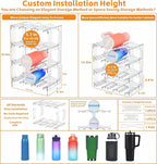 Yieach Stackable Cup Organizer for Kitchen Cabinets,4 Tier Large Tumbler or Water Bottle Organizer for Cabinets,Stackable Waterbottle Holder and Cup Storage Organizer for 40 OZ Yeti,Owala,Yeti Storage