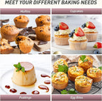 Socisen 12 Cups Silicone Muffin Pan with Metal Reinforced Frame Regular Size Cupcake Pan Tray Egg Bites Silicone Cookie Molds Muffin Tin Best Baking Pans Tart Pan Sheet Set Reusable Cupcake Liners