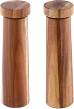 Navaris Salt and Pepper Mill Set - Adjustable Acacia Wood Salt and Pepper Grinders Shakers with Ceramic Grinding Core for Home, Restaurants - Design 1