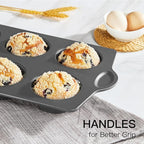 HONGBAKE Nonstick Jumbo Muffin Pan, 2 Pack Large Cupcake Tin for Baking, Cup Cake Tray, 3.5dia, 6 Cup, Premium, Extra Thick, Dishwasher Safe