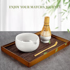 YIBO Matcha Whisk Set White, Matcha Set Kit Includes Ceramic Matcha Bowl, Bamboo Whisk, Scoop, Measuring Spoon & Cup, Chasen Holder, Sifter Tool