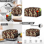 Rose Skulls Kitchen Appliance Covers 3 Pcs Set Gothic Toaster Covers 2 Slice Wide Slot & Blender Cover with Top Handle & Slow Cooker Dust Cover Halloween Decor