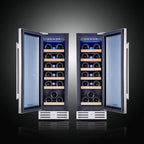 Kalamera Mini Fridge 18 Bottle - 12 inch Wine Cooler Refrigerator, Built-in or Freestanding, with Stainless Steel & Double-Layer Tempered Glass Door, and Temperature Memory Function Wine Fridge