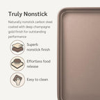 HAPPIELS Nonstick Baking Sheet Set of 2 | PFOA & BPA Free Non Toxic Carbon Steel Cookie Sheets | Best Non Stick Oven Cooking Pans & Half Sheet Pan | Best Nontoxic Baking Trays 18 Inch