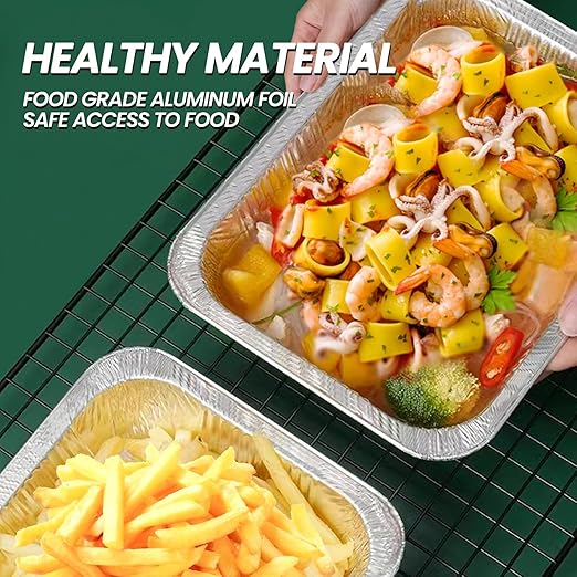 YLT WAX 9x13 Aluminum Pans with Lids, 20 Pack Disposable Foil Pan with Clear Lid, Half Size Deep Extra Heavy Duty Food Containers for Baking, Cooking, Roasting, Heating or Steam Table