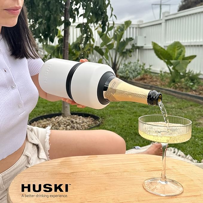 Huski Wine Chiller | Award Winning Iceless Design | Keeps Wine Cold up to 6 Hours | Wine Accessory | Next Generation Ice Bucket | Fits Some Champagne Bottles | Perfect Gift for Wine Lovers (Stainless)