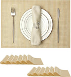 Leetaltree Luxury Gold Sequin Placemats Set of 12 - Waterproof Washable for Wedding, Anniversary, Daily Use - Sparkling Table Decor - Hand-Cut