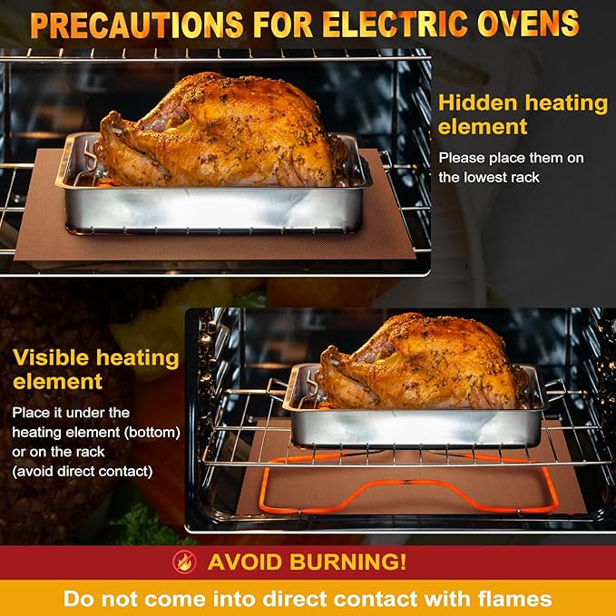 Large Oven Liners for Bottom of Oven, 17"x75" Heavy Duty Non-Stick Oven Liner Mat, Reusable Heat Resistant Grill & Baking Mat, BPA/PFOA Free Roaster Liners, Fits Electric, Gas, Toaster Ovens (Copper)