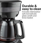 Hamilton Beach 12 Cup Programmable Drip Coffee Maker Machine, Regular & Bold Brew Options, Auto Pause and Pour, Glass Carafe, Black Stainless (46293J)