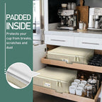 LotFancy Cup and Mug Storage Box, Hard Shell, China Coffee Mug Storage Container for Moving, Holds 12 Tea Cups, with Dividers & Handles, Beige