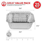 Stock Your Home 1 lb Small Aluminum Pans with Lids (25 Pack), Foil Pans with Clear Plastic Lids, Disposable Cookware & Takeout Trays for Restaurants & Catering