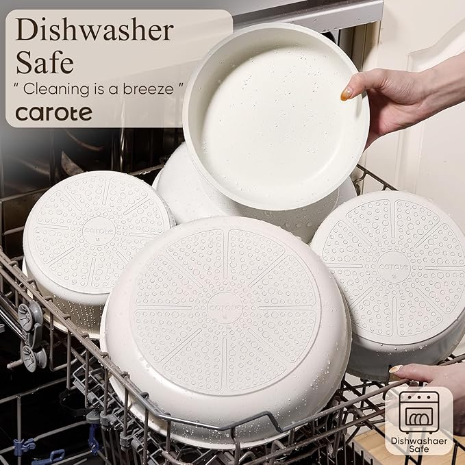 CAROTE 19pcs Pots and Pans Non Stick, Cookware Sets Detachable Handle, Induction Kitchen Pots and Pans,NonStick Cooking Set, Oven/Dishwasher/Fridge Safe, Space Saving
