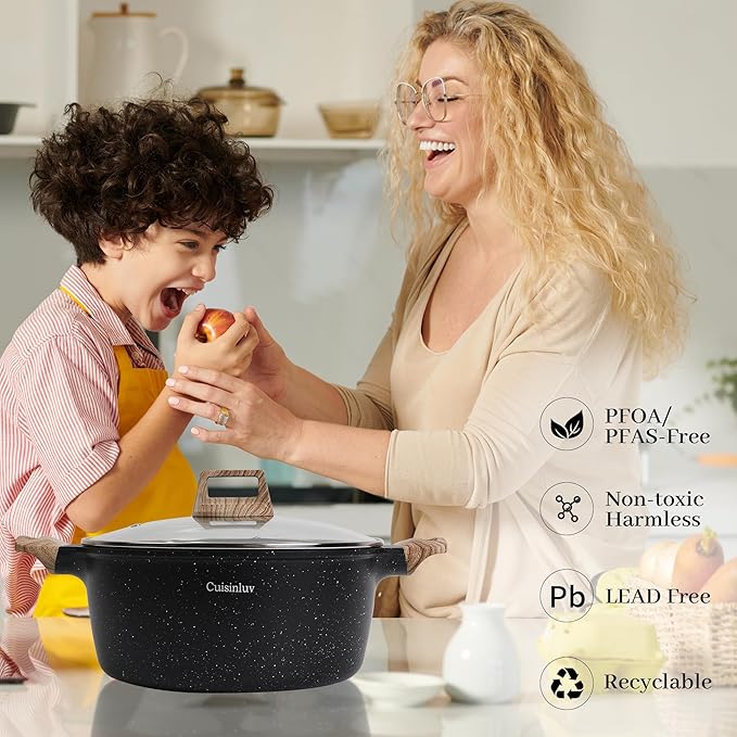 23-Piece Nonstick Pots and Pans Set – Granite Cookware Set, PFOA-Free – Includes Frying Pans, Saucepans, Griddle, Egg Pan – Induction, Gas, Electric Compatible – Black