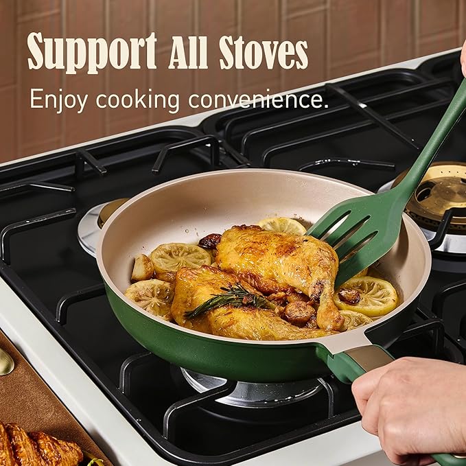 CAROTE Pots and Pans Set Non stick, Cookware Set, 31pcs NonStick Kitchen Set Induction Cookware Non-toxic Cooking Set, Green