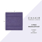Chakir Turkish Linens | Hotel & Spa Quality 100% Cotton Premium Turkish Towels | Soft & Absorbent (4-Piece Washcloths, Plum)