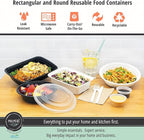 MULMEHË Plastic Food Storage Take-Out Container and Lid Combo, 24 oz, Microwaveable, Round, White, 7x1.5”, Set of 150