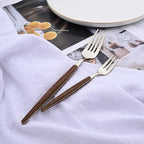 6-Piece Dinner Forks Set, Stainless Steel Forks With Round Wooden Effect Handle, Forks Silverware Set for Home Kitchen Restaurant Hotel, 8.27inches, Mirror Finish & Dishwasher Safe