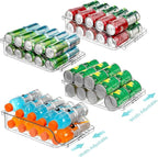 4 Packs Refrigerator Organizers and Storage Width Adjustable Can Organizer for Refrigerator Expandable Soda Can Dispenser for Beer Soda Pop Can Soda Organizer for Fridge Kitchen Pantry Clear