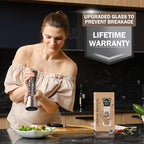 HOME EC Original Stainless Steel Salt or Pepper Grinder 1pk - Adjustable Ceramic Sea Salt Grinder or Pepper Mill - Tall Glass Spice Shaker - Spice Mill w/Ebook (Bronze)