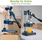 Zulay Kitchen Cast Iron Juicer - Easy-to-Clean Heavy-Duty Manual Juicer, Professional Citrus Juicer - Stainless Steel Lemon Squeezer - Manual Citrus Press & Orange Squeezer - Orange Juicer – Navy