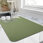 HotLive Dish Drying Mat for Kitchen Counter, Heat Resistant Drainer Mats with Non-slip Rubber Backed, Hide Stain Kitchen Super Absorbent Draining Mat, Easy to Clean Dish Rack Pad, Green 16"x20"