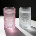 Hobnail-Drinking Glasses 13oz Vintage Glassware Sets Cocktail Juice Glasses Set of 6, Pink