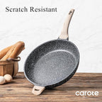 CAROTE 12inch Nonstick Frying Pan Skillet,Non Stick Granite Fry Pan Egg Pan Omelet Pans, Stone Cookware Chef's Pan, PFOA Free,Induction Compatible