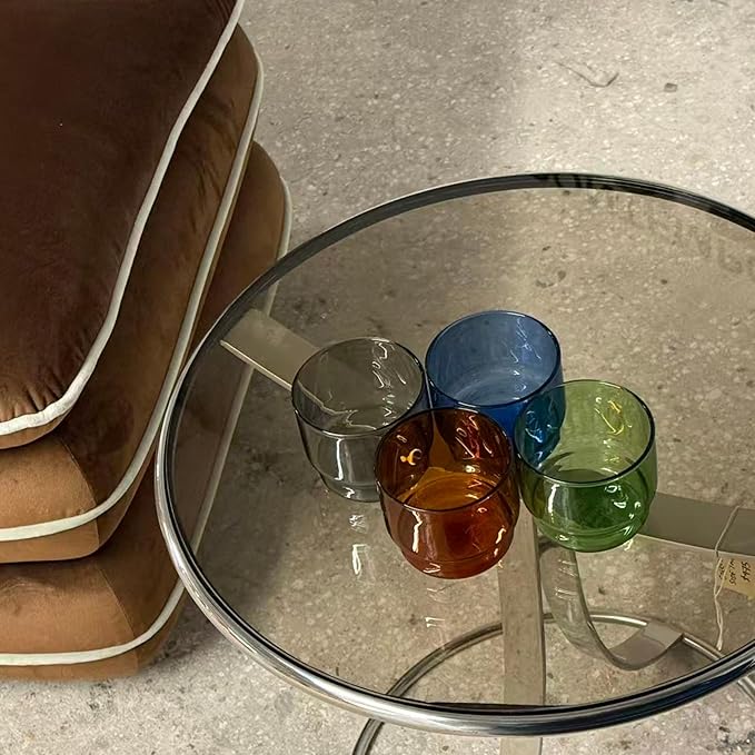 Double Old-Fashioned Glasses Set Of 4 10oz Stackable Borosilicate Glass Cups Retro Color for Wine Cocktails Mocktails Modern Barware Gift Small Bodega Glasses Dishwasher Safe