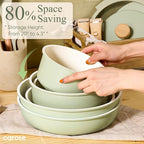 CAROTE Pots and Pans Set, Nonstick Cookware Set Detachable Handle, 19pcs Induction Kitchen Cookware Sets Non Stick with Removable Handle, RV Cookware Set, Oven Safe, Sage Green