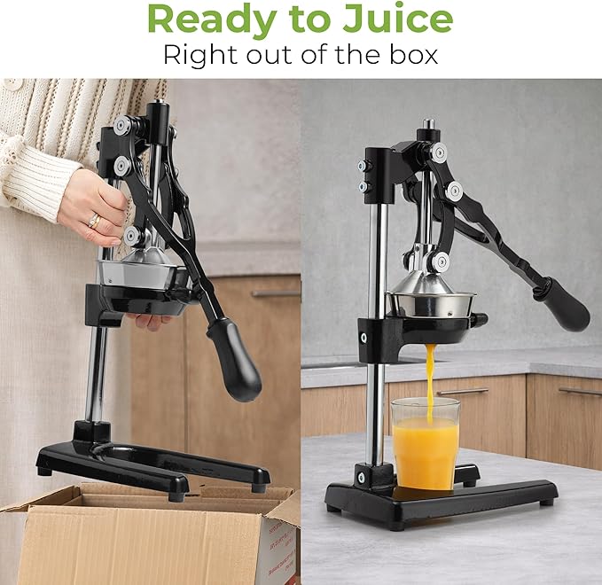 Zulay Kitchen Extra Tall Citrus Press Manual Juicer - Manual Orange Juice Squeezer, Fits Tumblers, Tall Glasses and Cups - Fruit Press & Juice Press, Juice Presser Machine & Citrus Juicer Manual